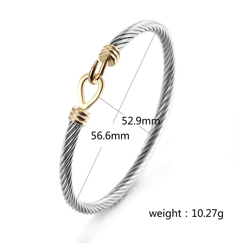 Stainless steel cable bracelet-NSB1785STWGGC