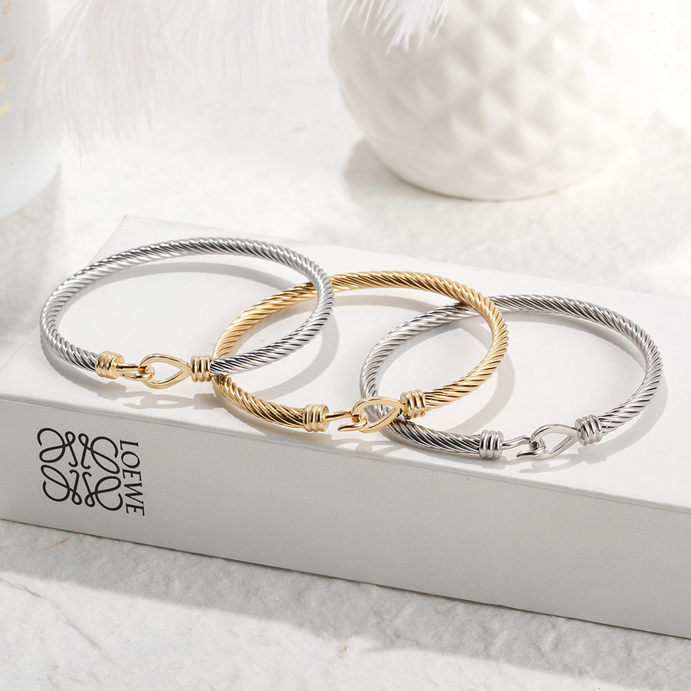 Stainless steel cable bracelet-NSB1785STWGGC