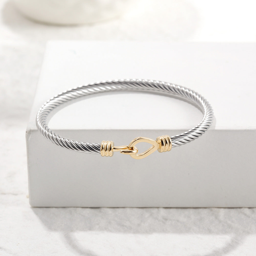 Stainless steel cable bracelet-NSB1785STWGGC