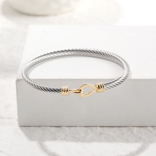 Stainless steel cable bracelet-NSB1785STWGGC