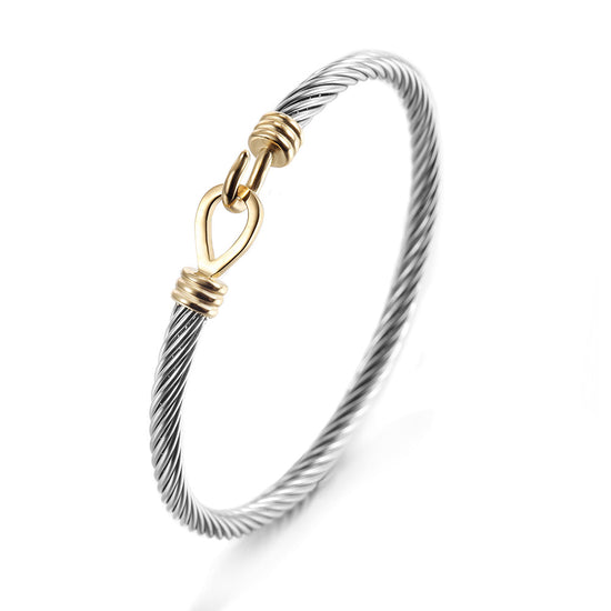 Stainless steel cable bracelet-NSB1785STWGGC