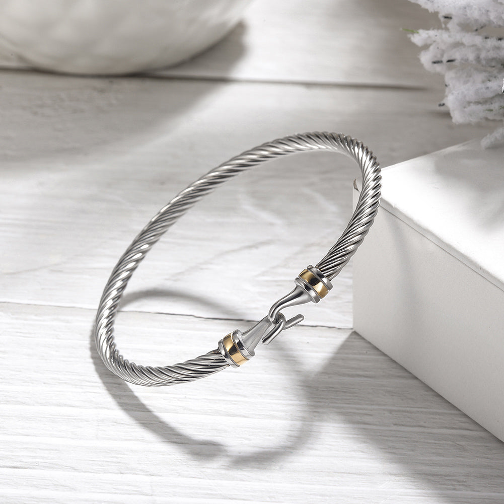 Stainless steel cable bracelet-NSB1792STWG