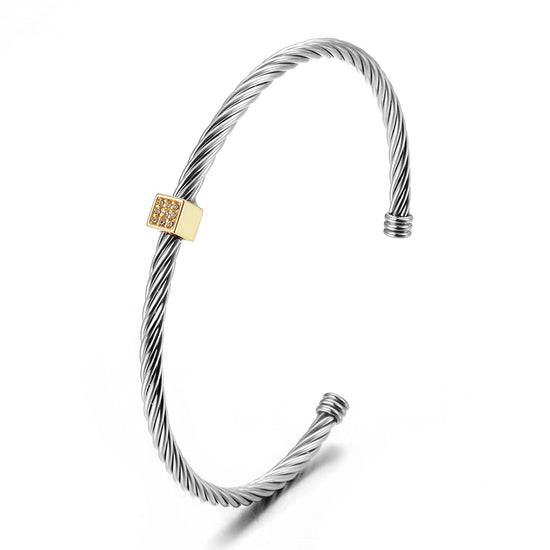 Stainless steel C-shaped cable bracelet-NSB1793STWG