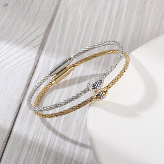 Cable zircon bracelet-NSB1796ST