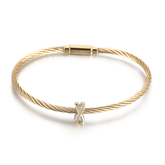 Cable X-shaped zircon bracelet-NSB1797ST