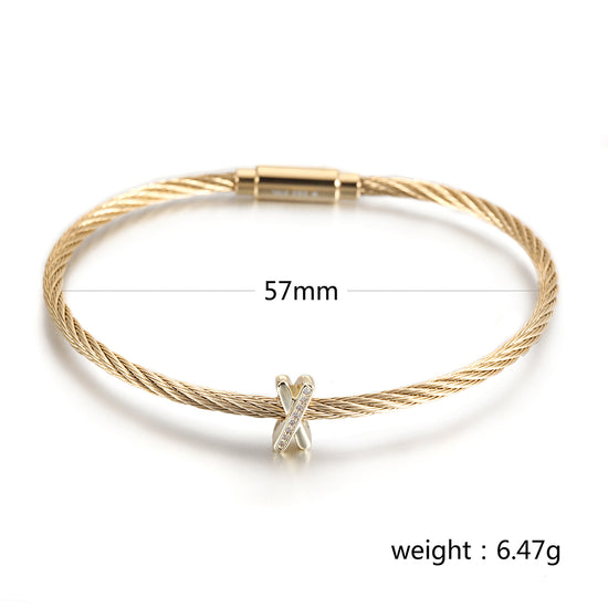 Cable X-shaped zircon bracelet-NSB1797ST