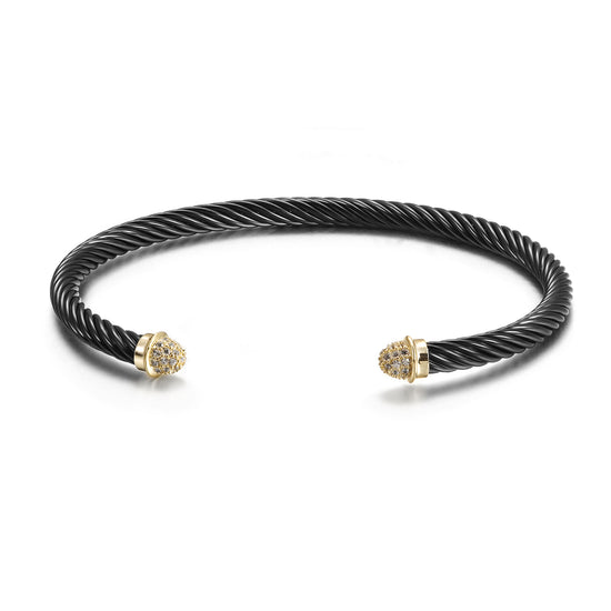 Black cable bracelet-NSB1799ST