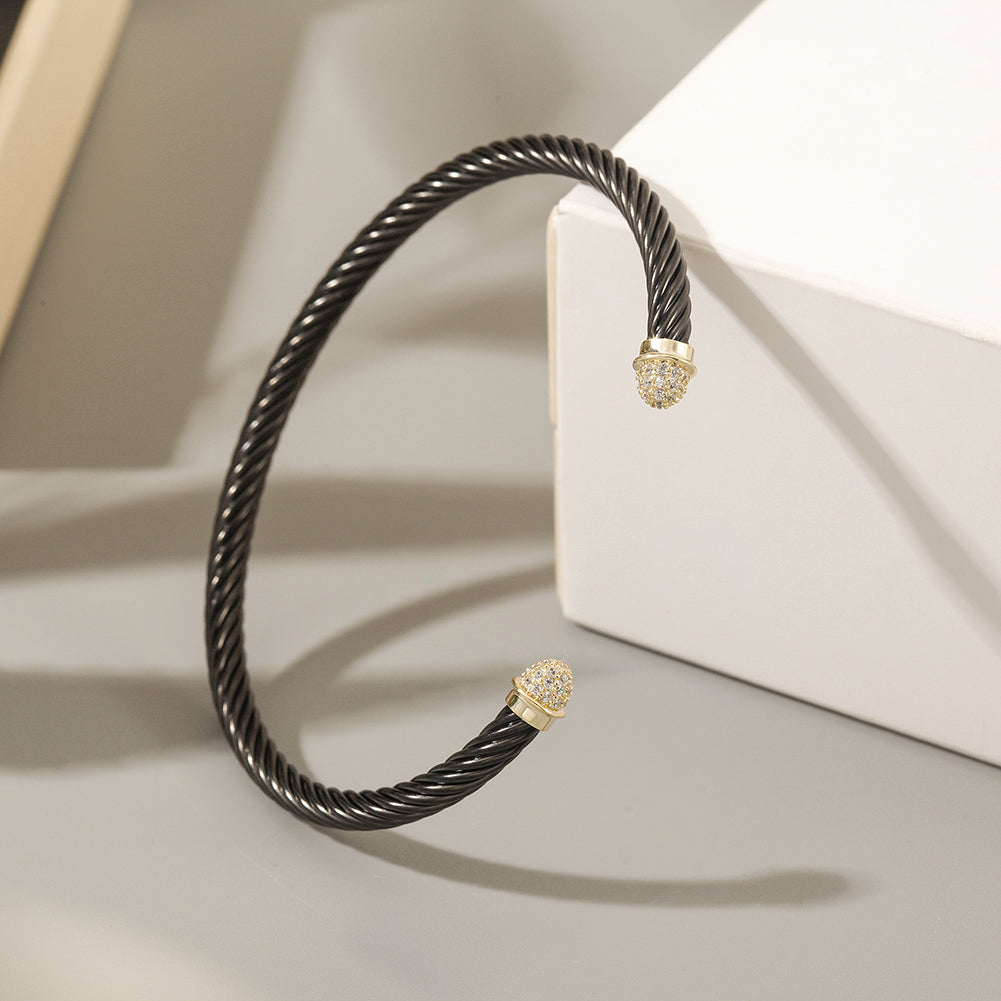 Black cable bracelet-NSB1799ST