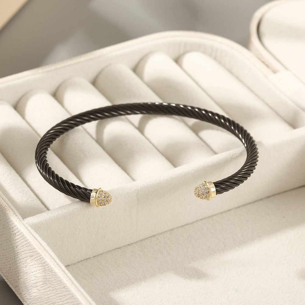 Black cable bracelet-NSB1799ST