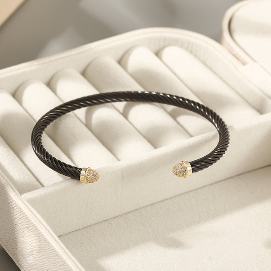 Black cable bracelet-NSB1799ST