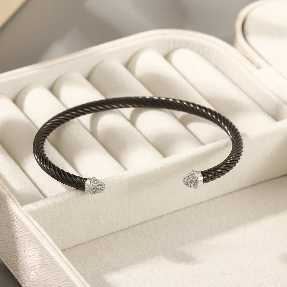 Black cable bracelet-NSB1799ST