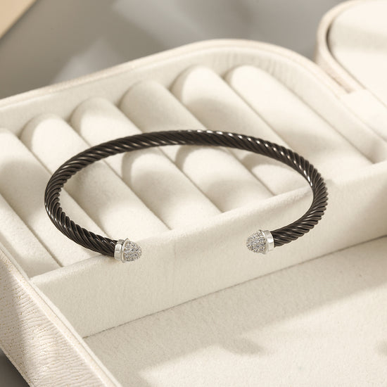 Black cable bracelet-NSB1799ST