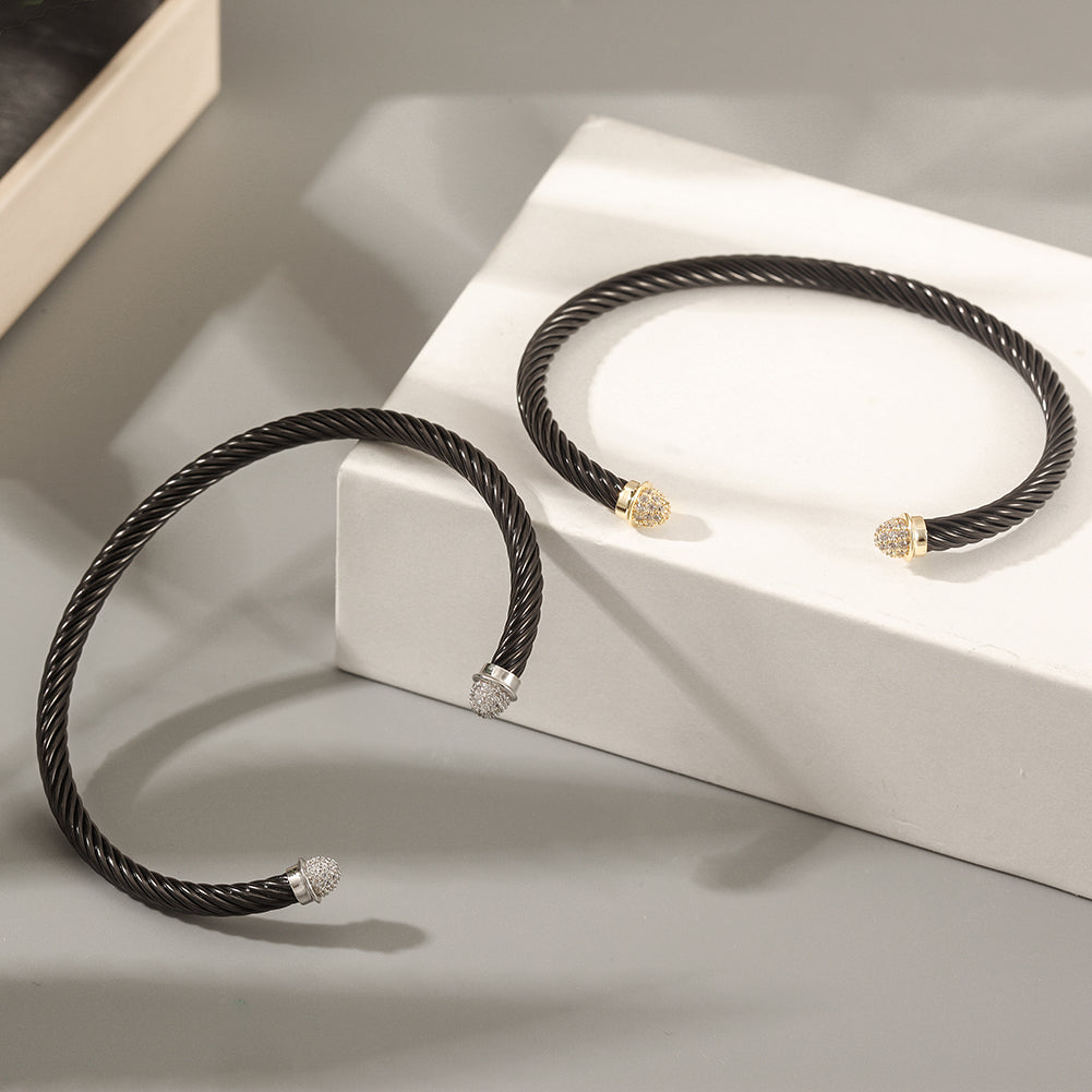 Black cable bracelet-NSB1799ST