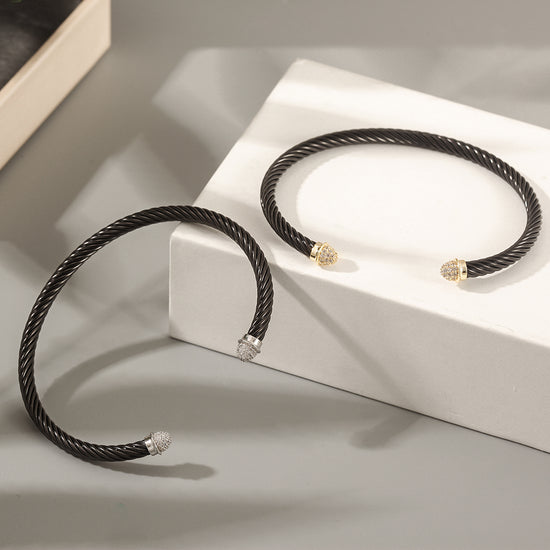 Black cable bracelet-NSB1799ST