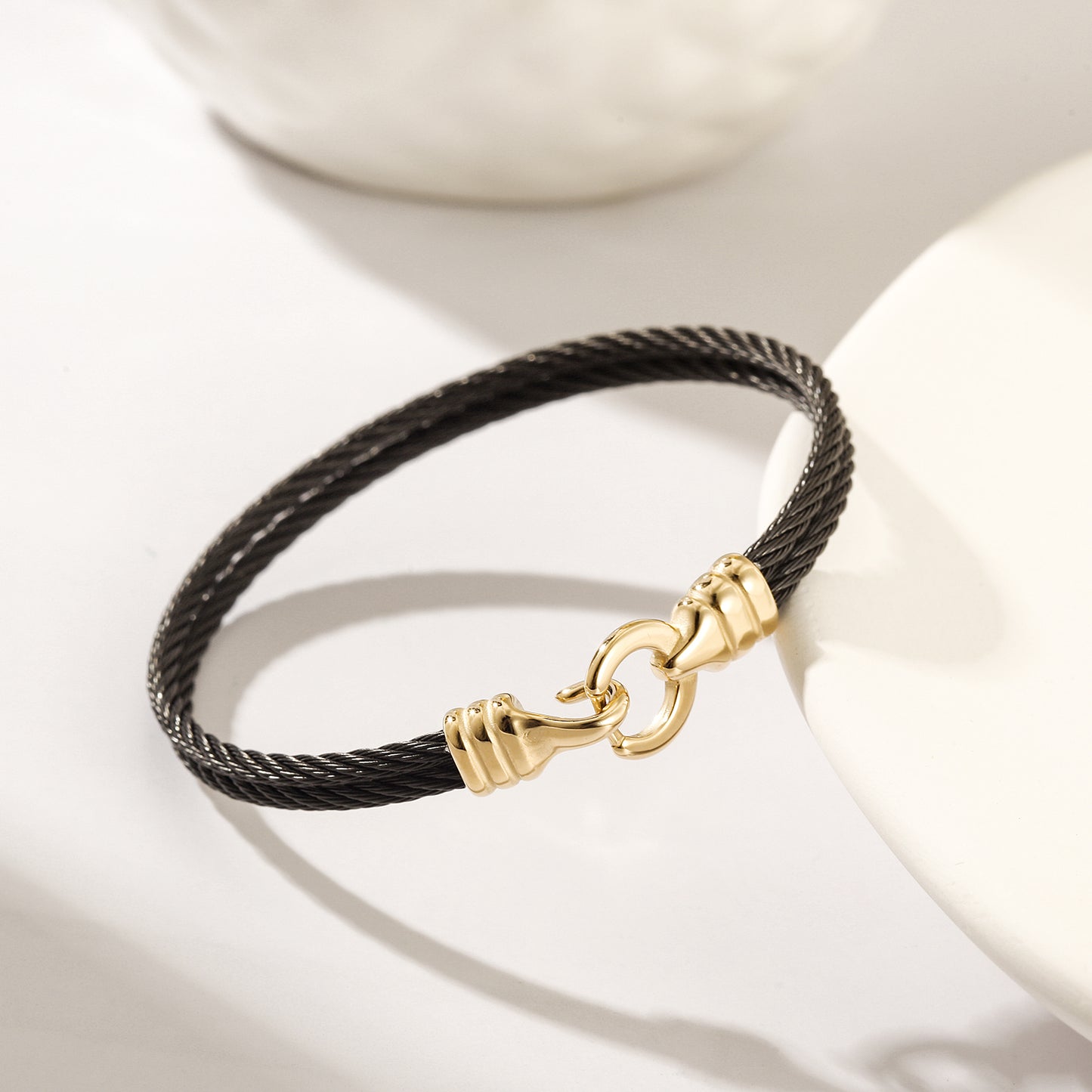 Double layer cable bracelet-NSB1806STSCGC