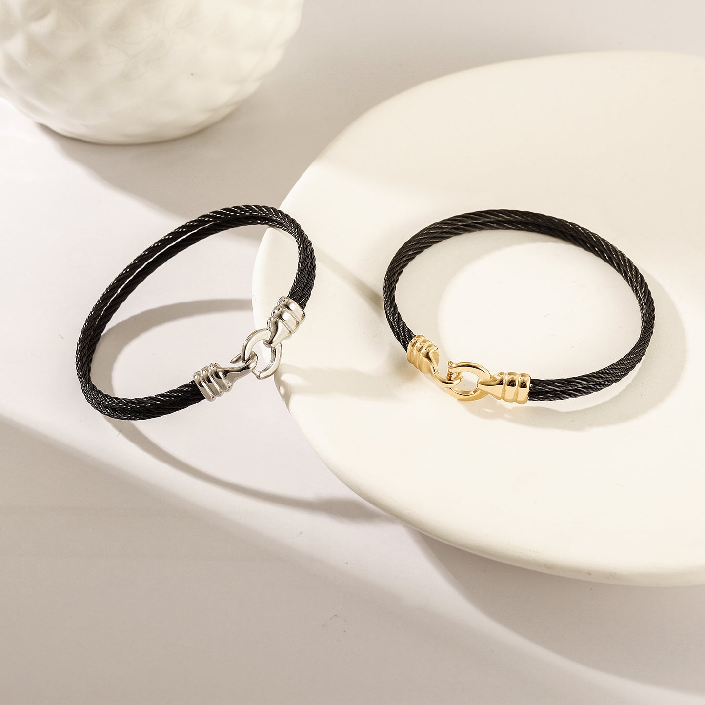 Double layer cable bracelet-NSB1806STSCGC