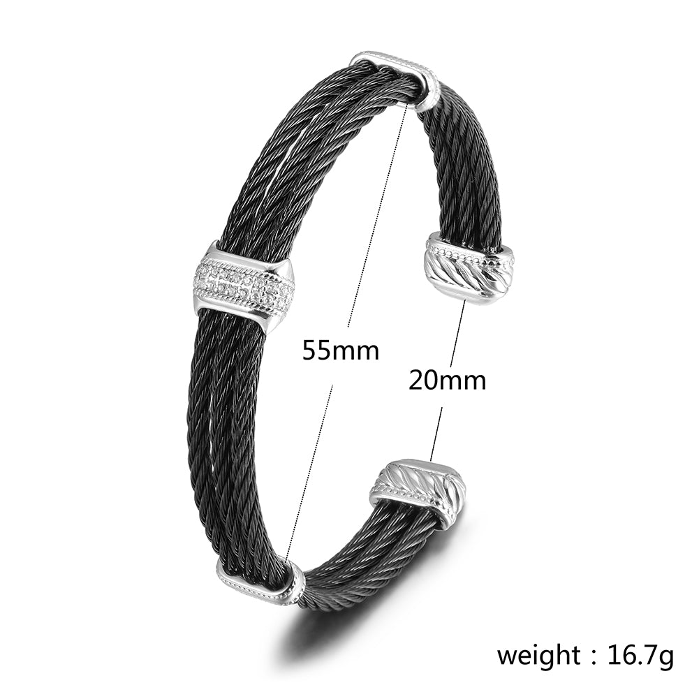 Three layer cable bracelet-NSB1808STSCZD