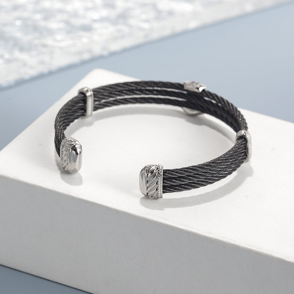 Three layer cable bracelet-NSB1808STSCZD