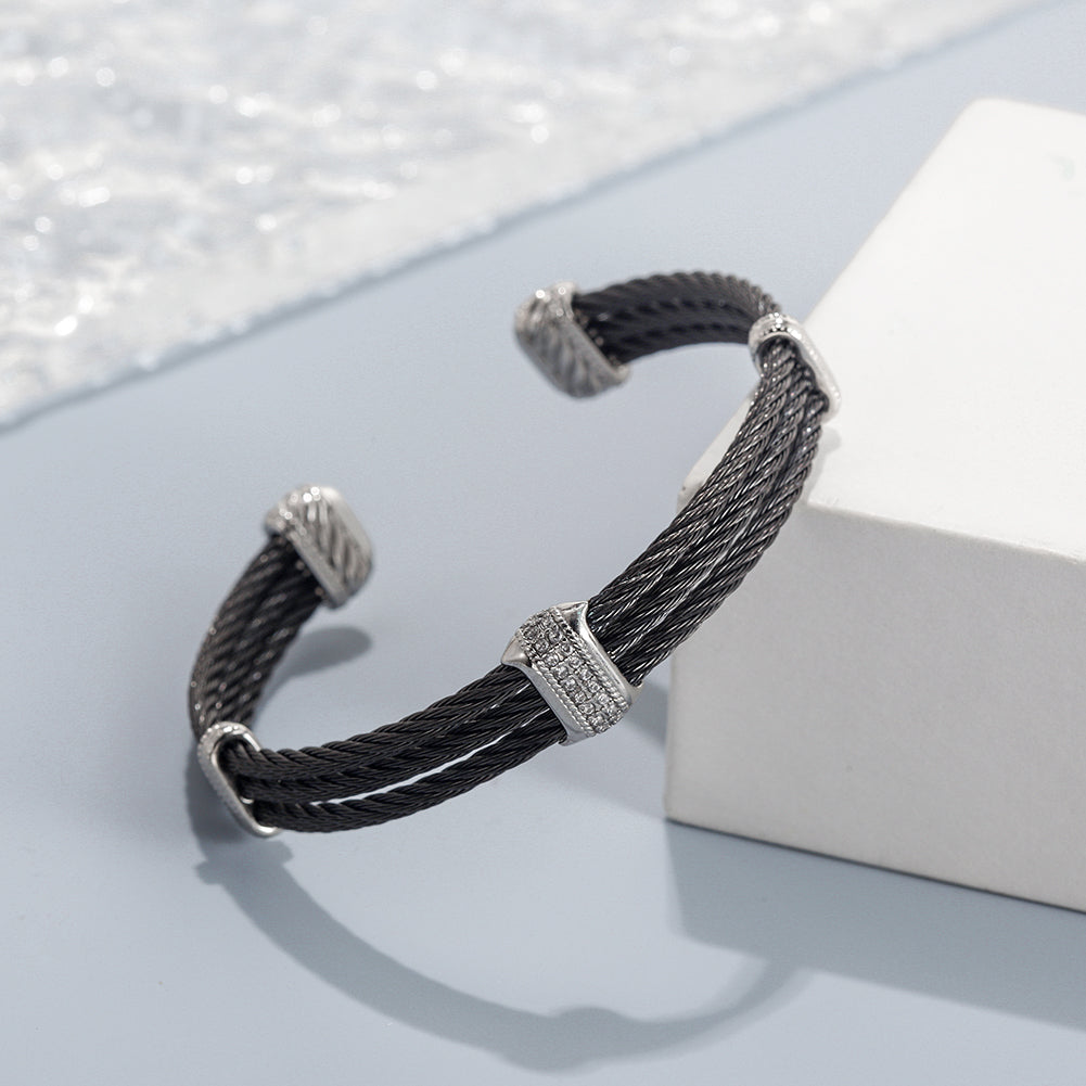 Three layer cable bracelet-NSB1808STSCZD