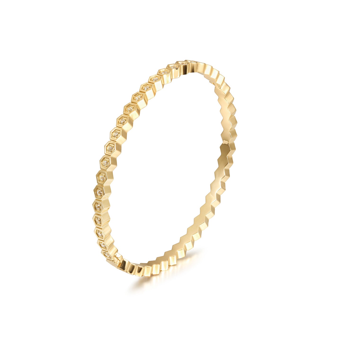 Pentagonal Full Diamond Bracelet-NSB1809STGCZD