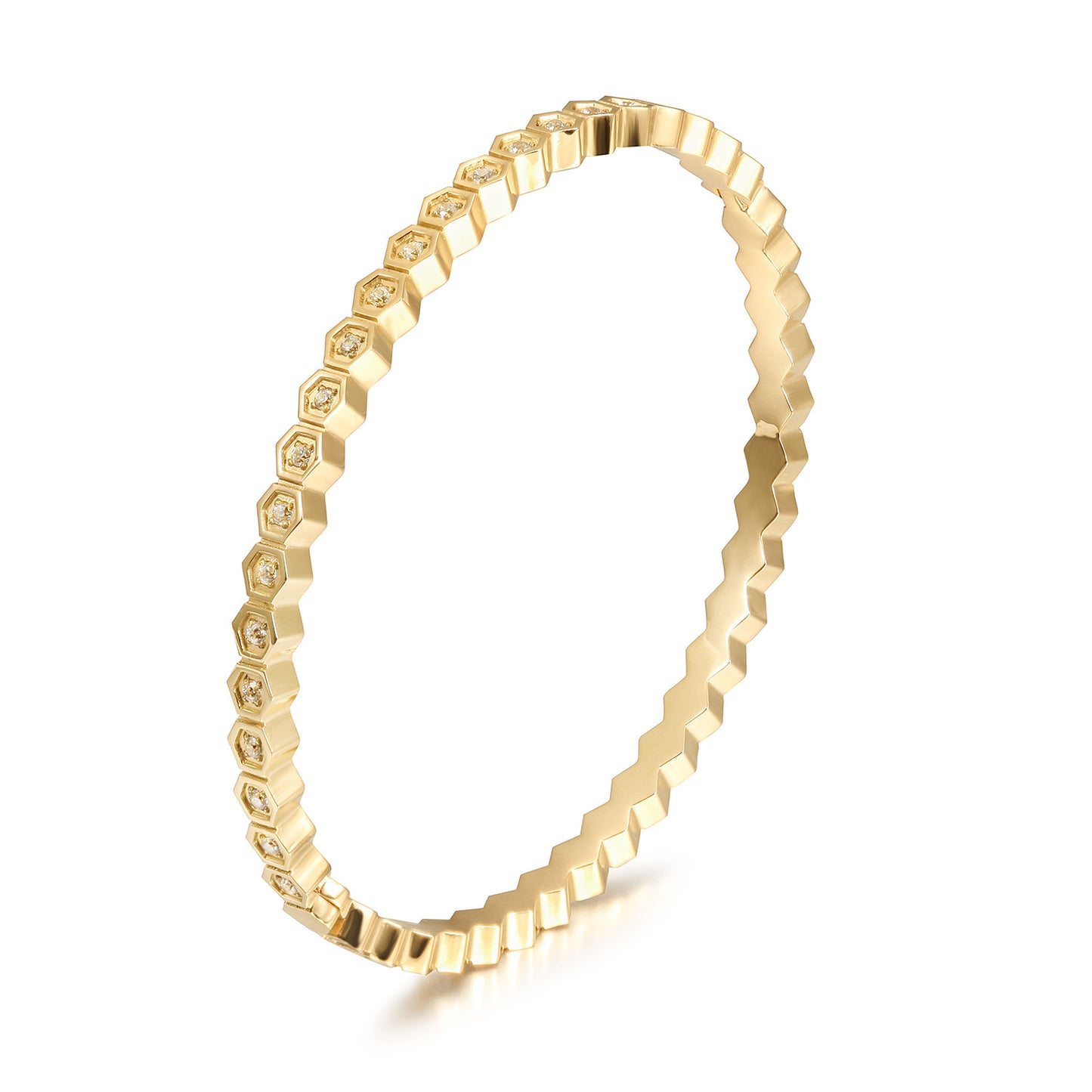 Pentagonal Full Diamond Bracelet-NSB1809STGCZD