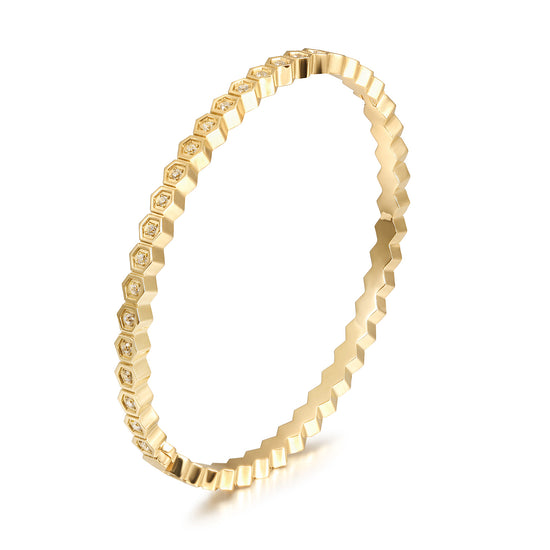 Pentagonal Full Diamond Bracelet-NSB1809STGCZD