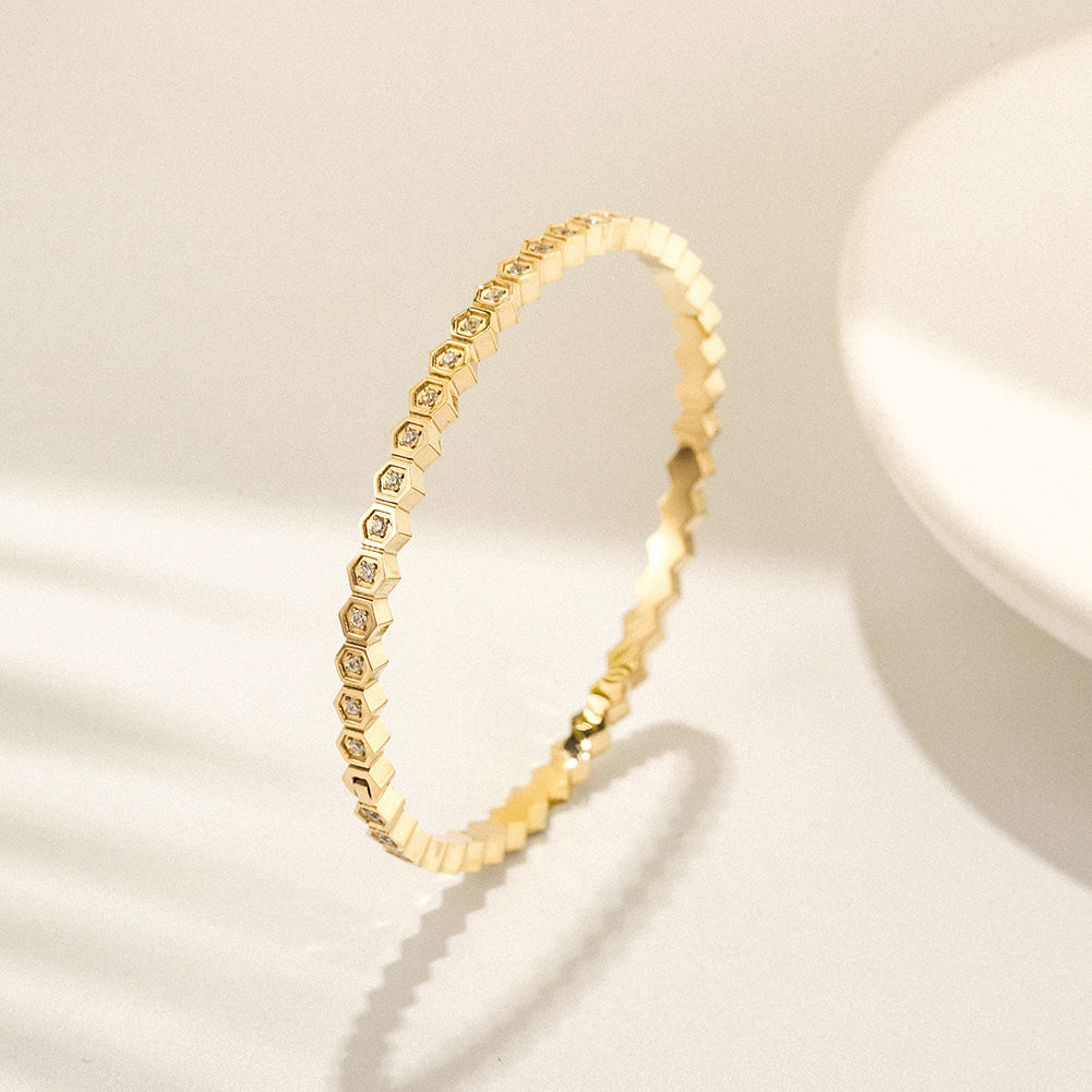 Pentagonal Full Diamond Bracelet-NSB1809STGCZD