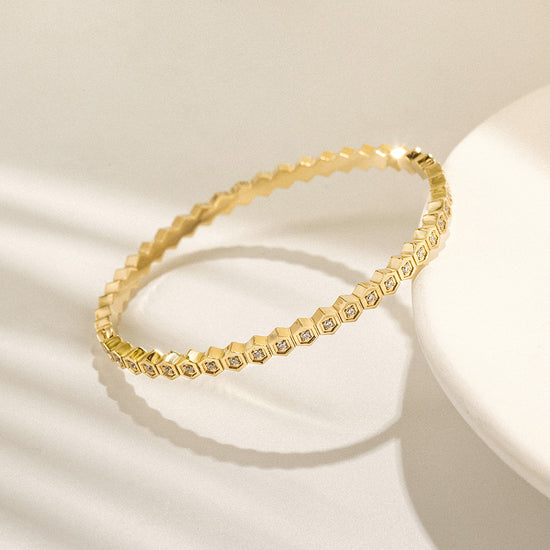 Pentagonal Full Diamond Bracelet-NSB1809STGCZD