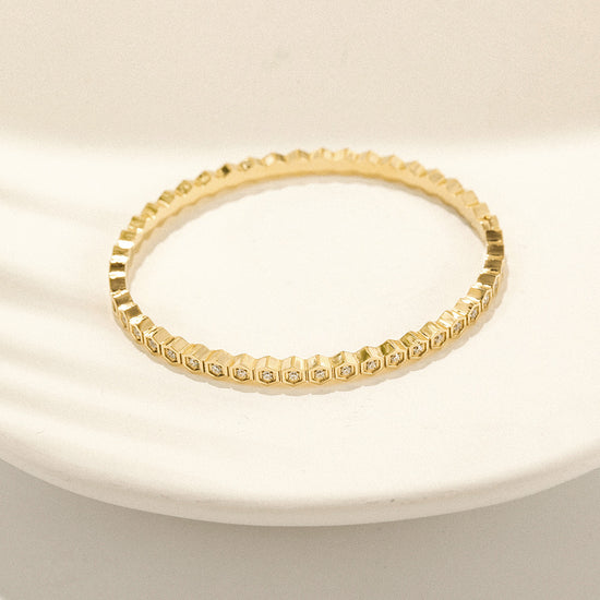 Pentagonal Full Diamond Bracelet-NSB1809STGCZD