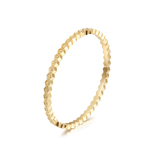 Pentagonal Full Diamond Bracelet-NSB1809STGCZD