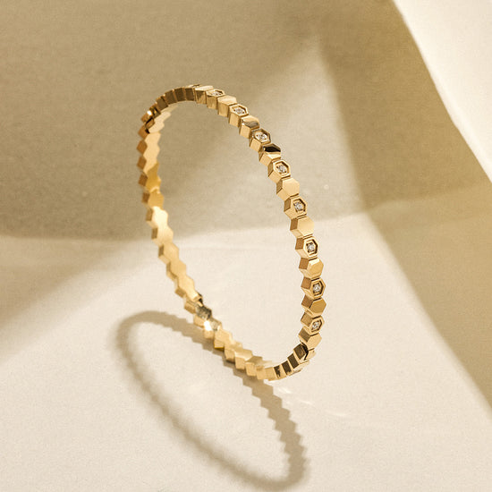 Load image into Gallery viewer, Bee My Love Half Pavé Bangle
