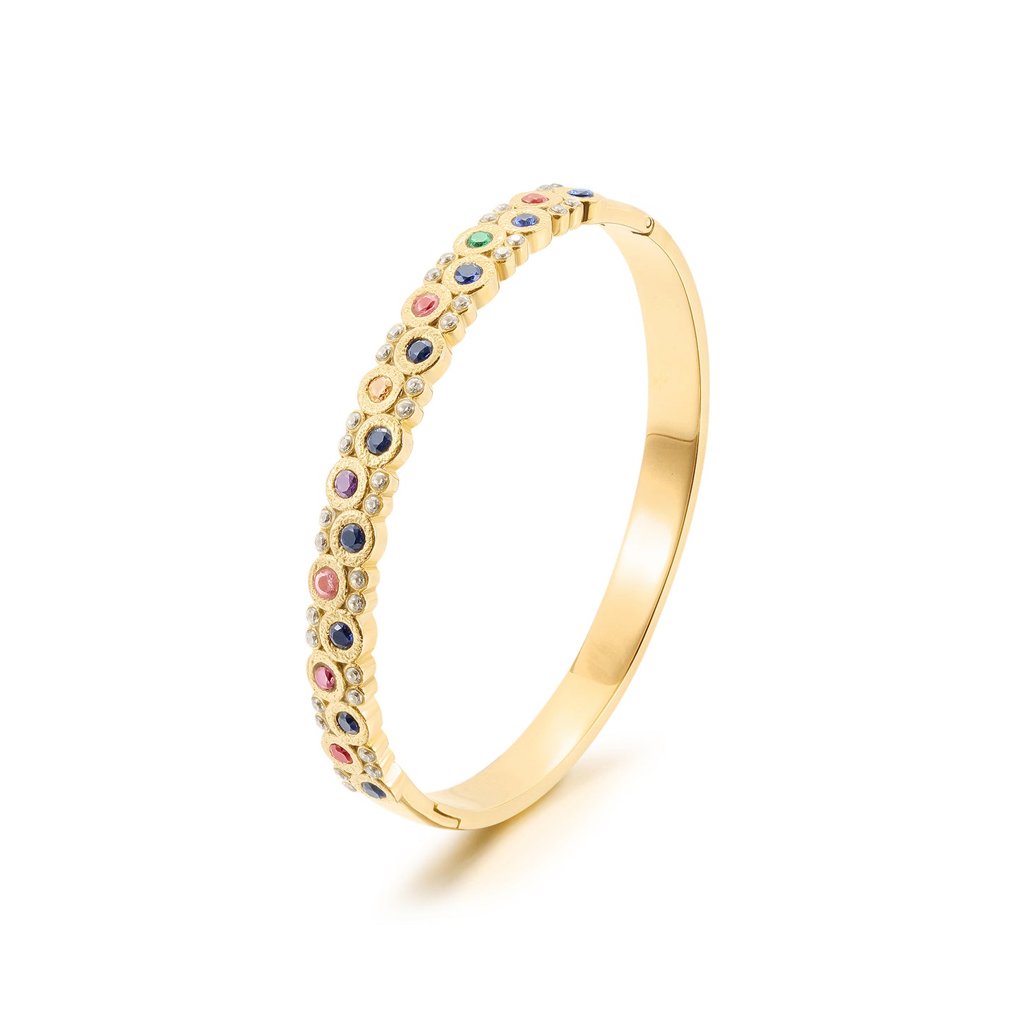Circular multi-color gemstone bracelet-NSB1817STGCZD