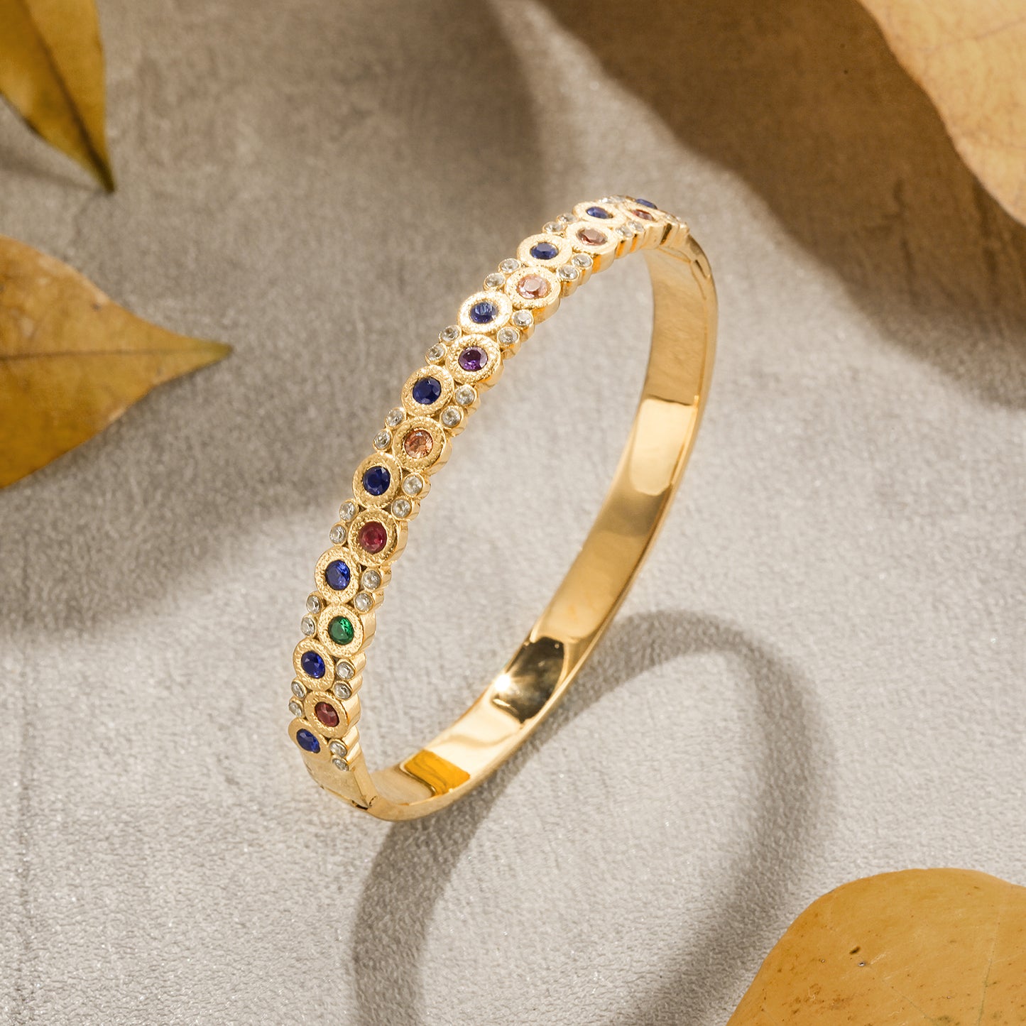 Circular multi-color gemstone bracelet-NSB1817STGCZD