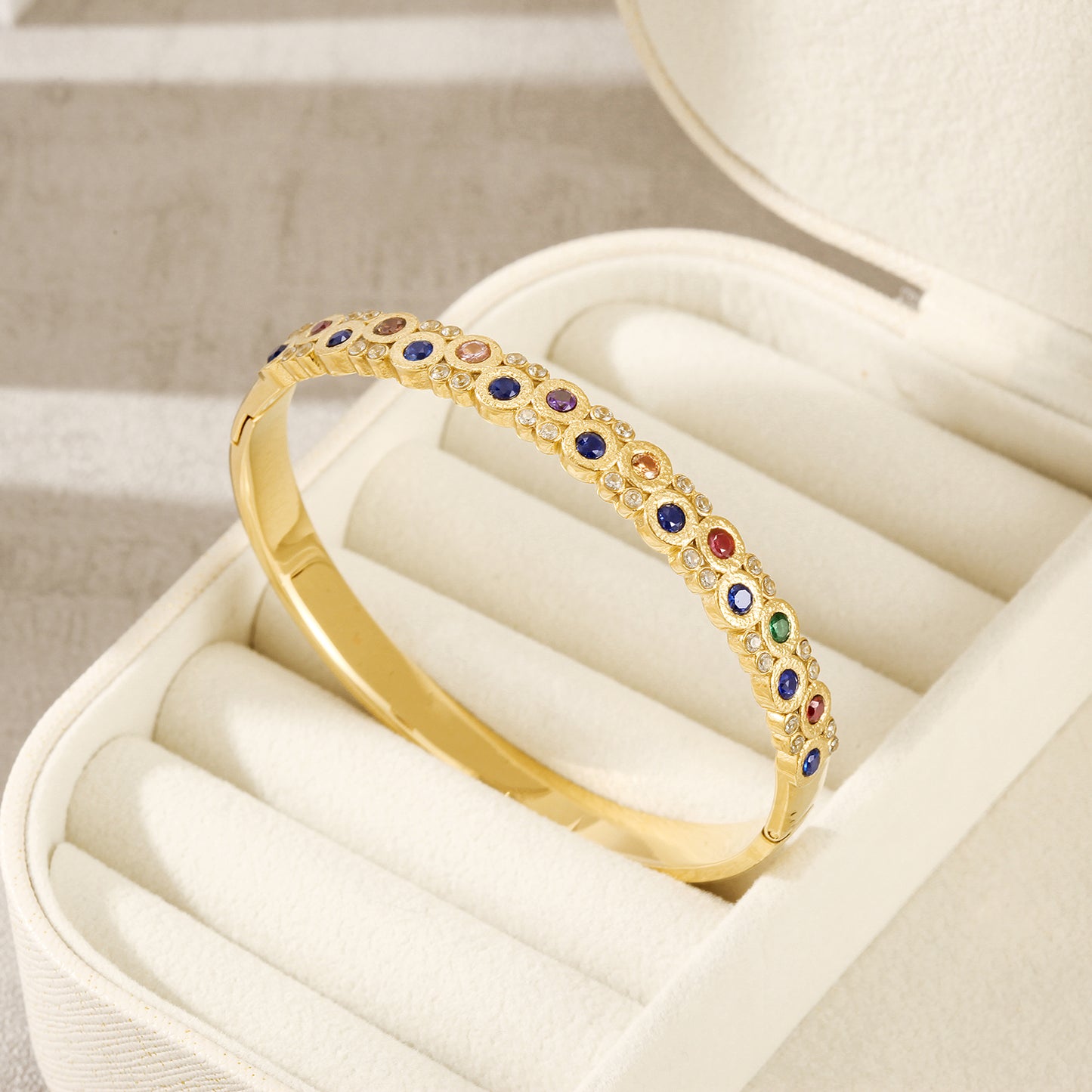 Circular multi-color gemstone bracelet-NSB1817STGCZD