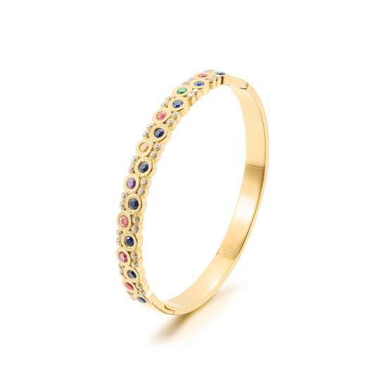 Circular multi-color gemstone bracelet-NSB1817STGCZD