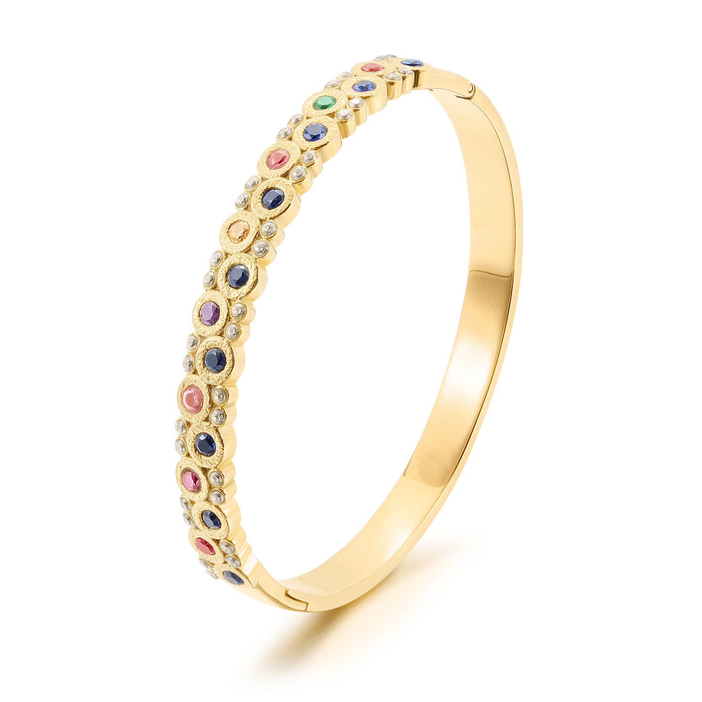 Circular multi-color gemstone bracelet-NSB1817STGCZD