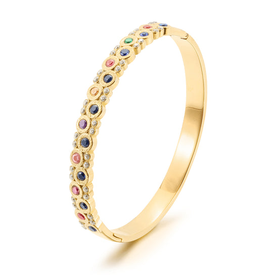 Circular multi-color gemstone bracelet-NSB1817STGCZD