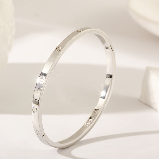 Stainless steel round smooth surface bracelet-NSB1820ST-S