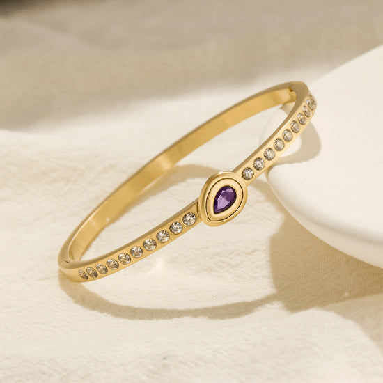 Stainless steel gemstone bracelet-NSB1822ST-S