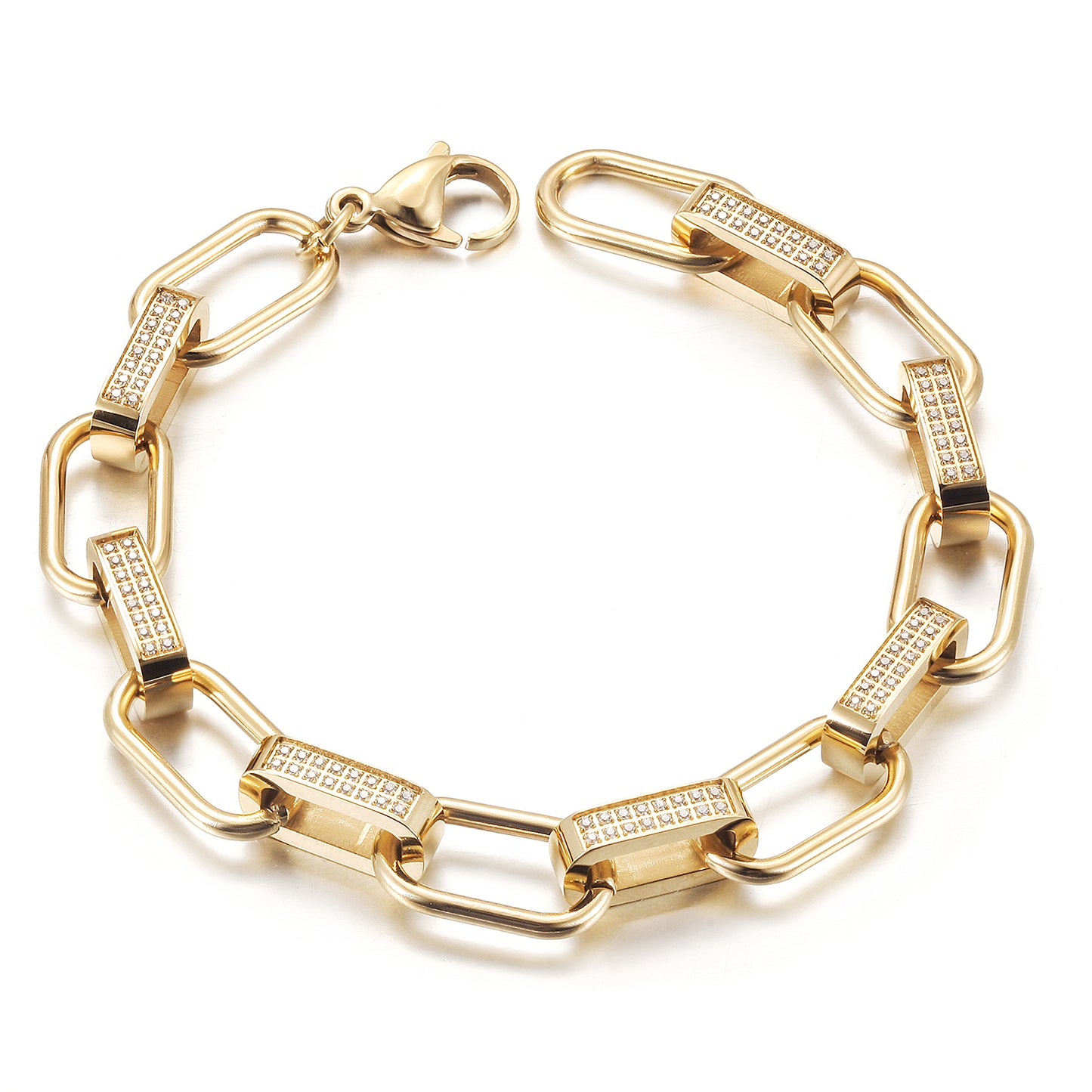 Stainless steel buckle bracelet-NSB1829STGCZD