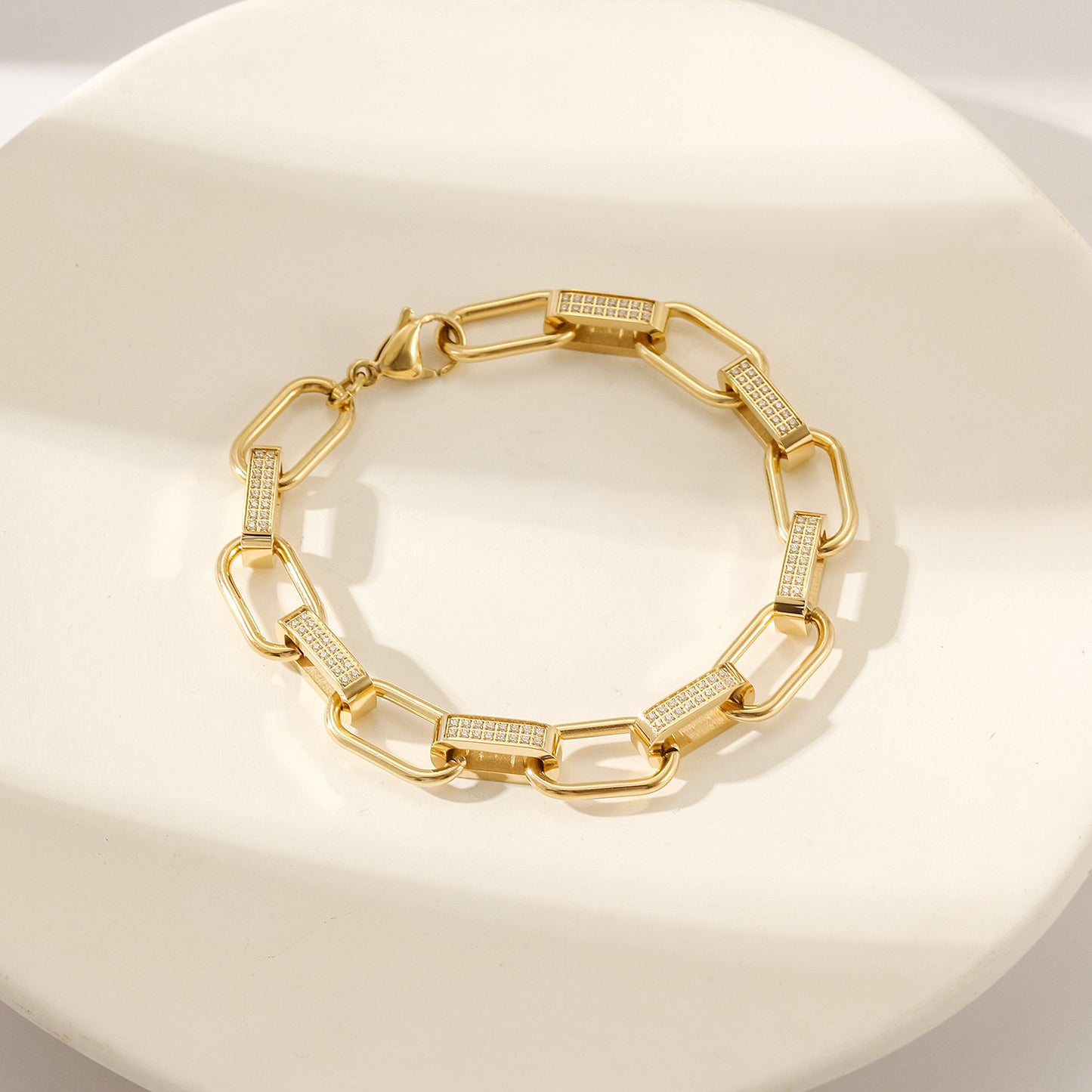 Stainless steel buckle bracelet-NSB1829STGCZD