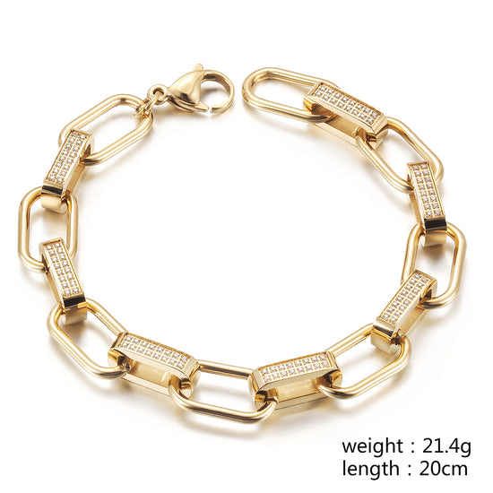 Stainless steel buckle bracelet-NSB1829STGCZD