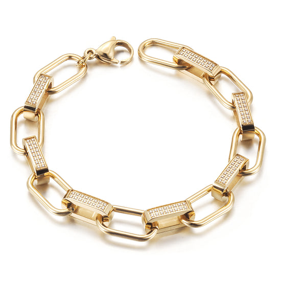 Stainless steel buckle bracelet-NSB1829STGCZD