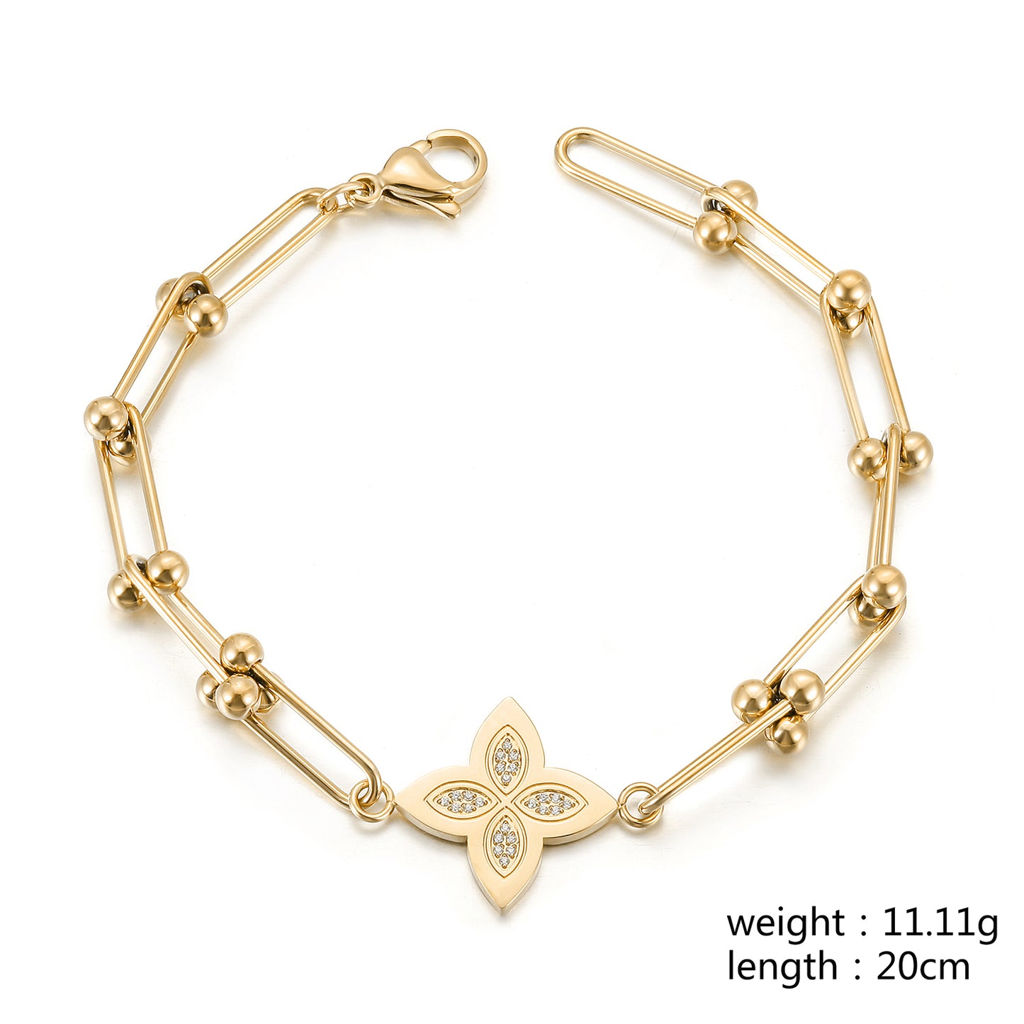 Stainless steel buckle flower bracelet-NSB1830STGCZD
