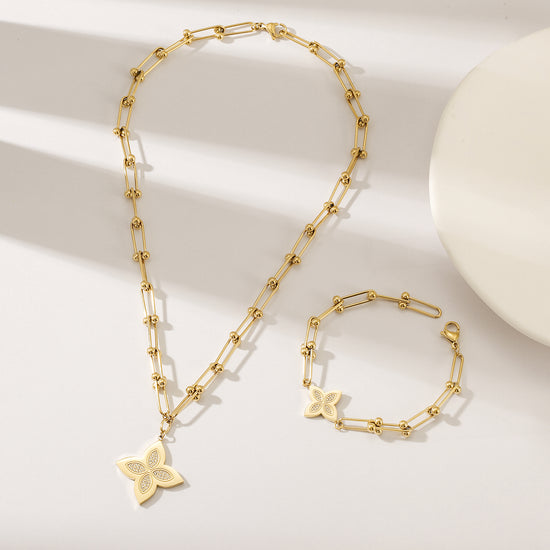 Stainless steel buckle flower bracelet-NSB1830STGCZD