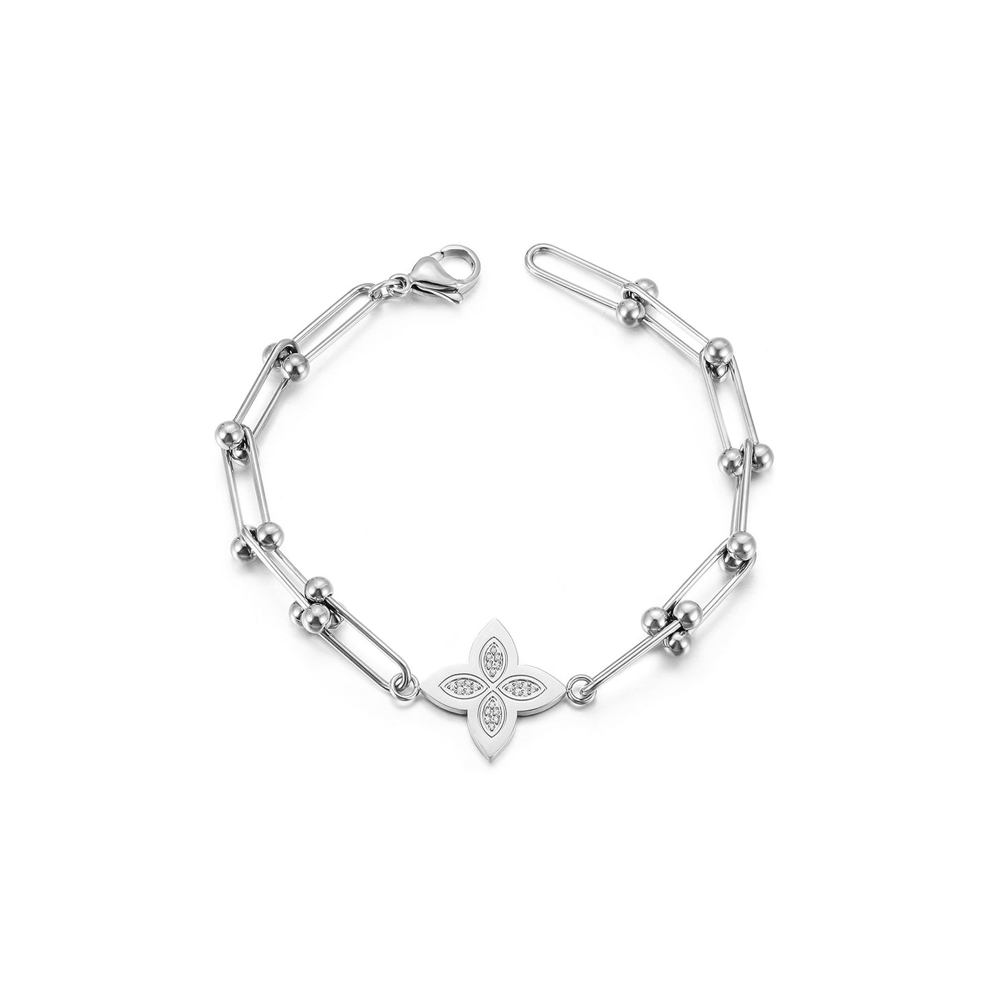 Stainless steel buckle flower bracelet-NSB1830STWGZD