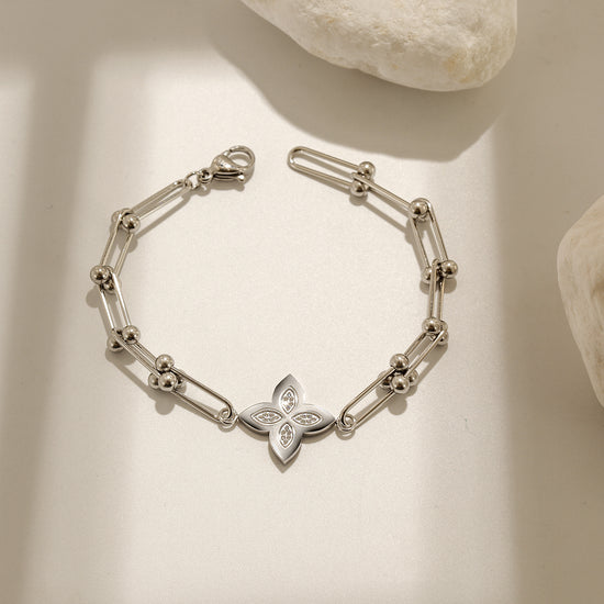 Stainless steel buckle flower bracelet-NSB1830STWGZD