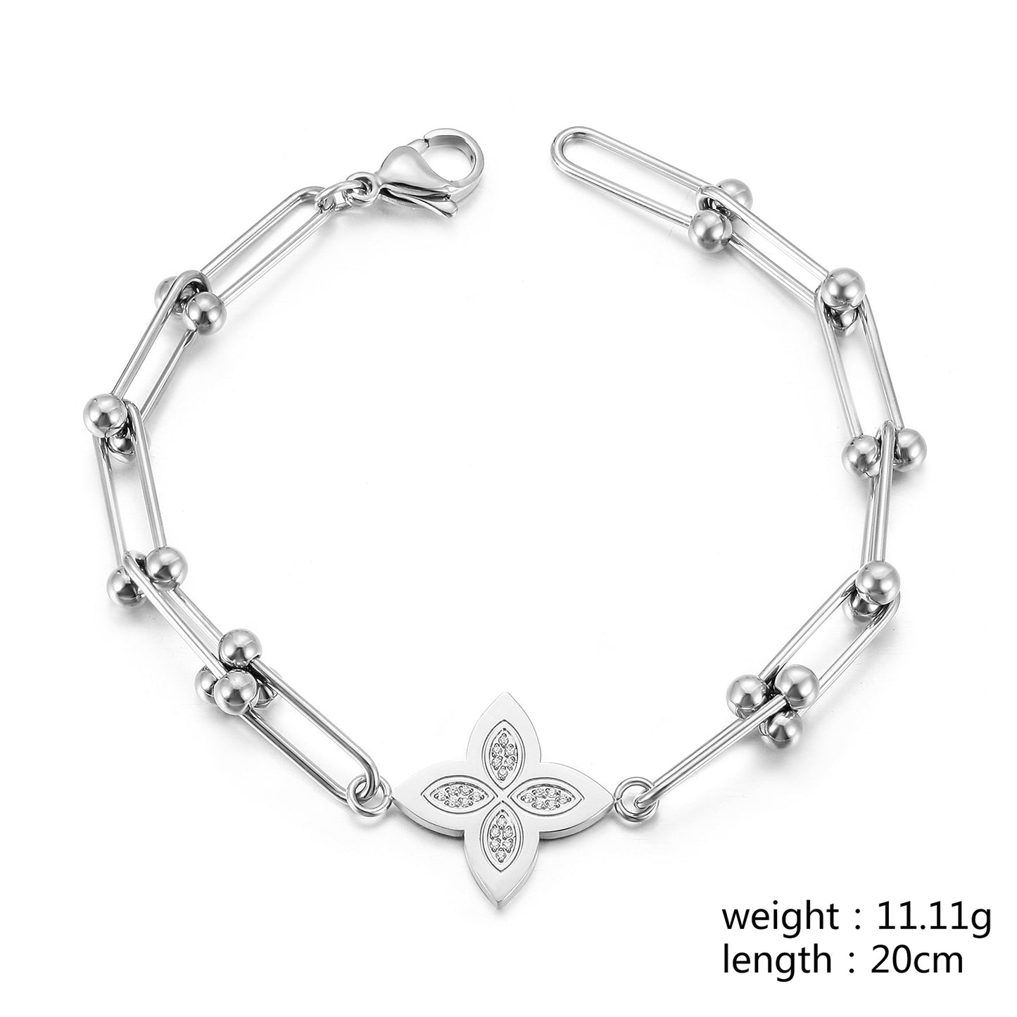 Stainless steel buckle flower bracelet-NSB1830STWGZD