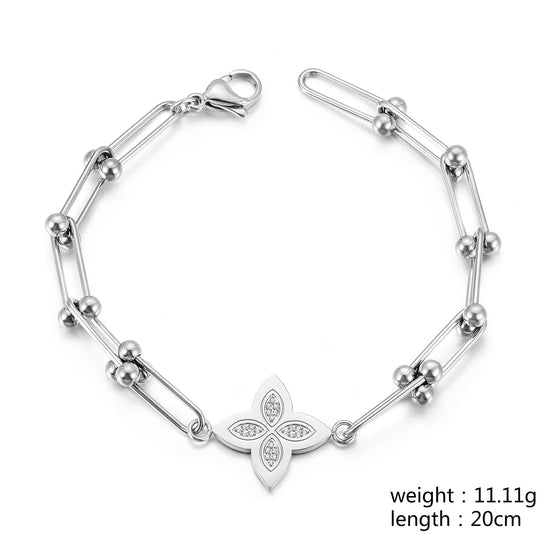 Stainless steel buckle flower bracelet-NSB1830STWGZD