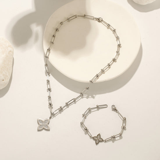 Stainless steel buckle flower bracelet-NSB1830STWGZD